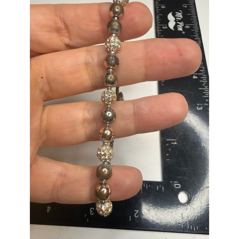 Charter Club Silver Tone Pave Crystal Disco Ball Slider Bolo Bracelet
